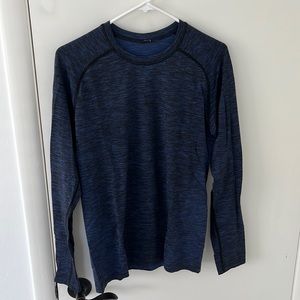 Metal Vent Long Sleeve, Heathered Black/Blue, Size Small